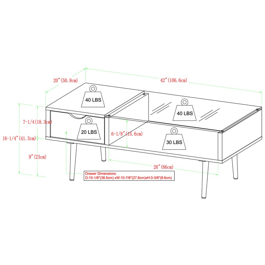 Dark Walnut Effect Coffee Table with Glass Top - Foster