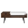 Small White Marble Coffee Table with Wooden Effect Shelf - Foster