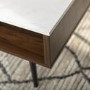 Small White Marble Coffee Table with Wooden Effect Shelf - Foster