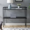 Foster Clear Glass Console Table with Black Mesh Shelf