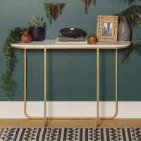 Foster White Marble Console Table with Gold Base