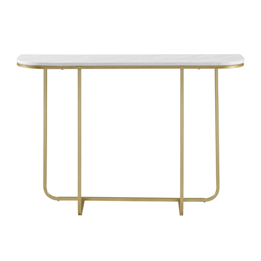 Foster White Marble Console Table with Gold Base