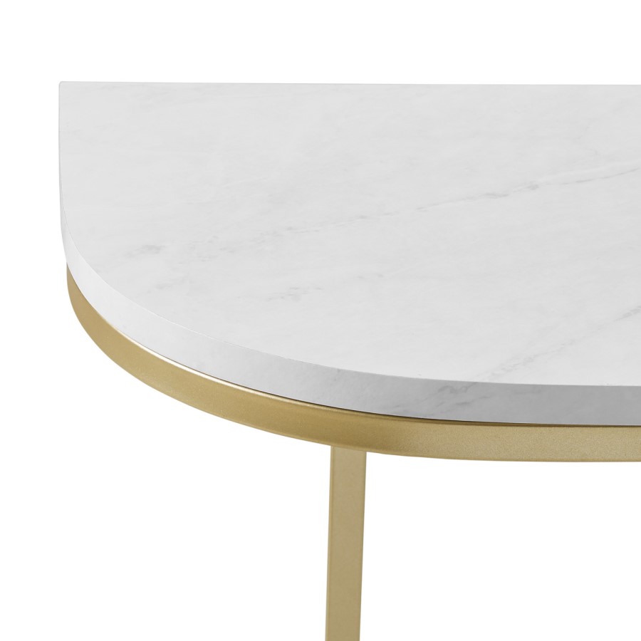 Foster White Marble Console Table with Gold Base