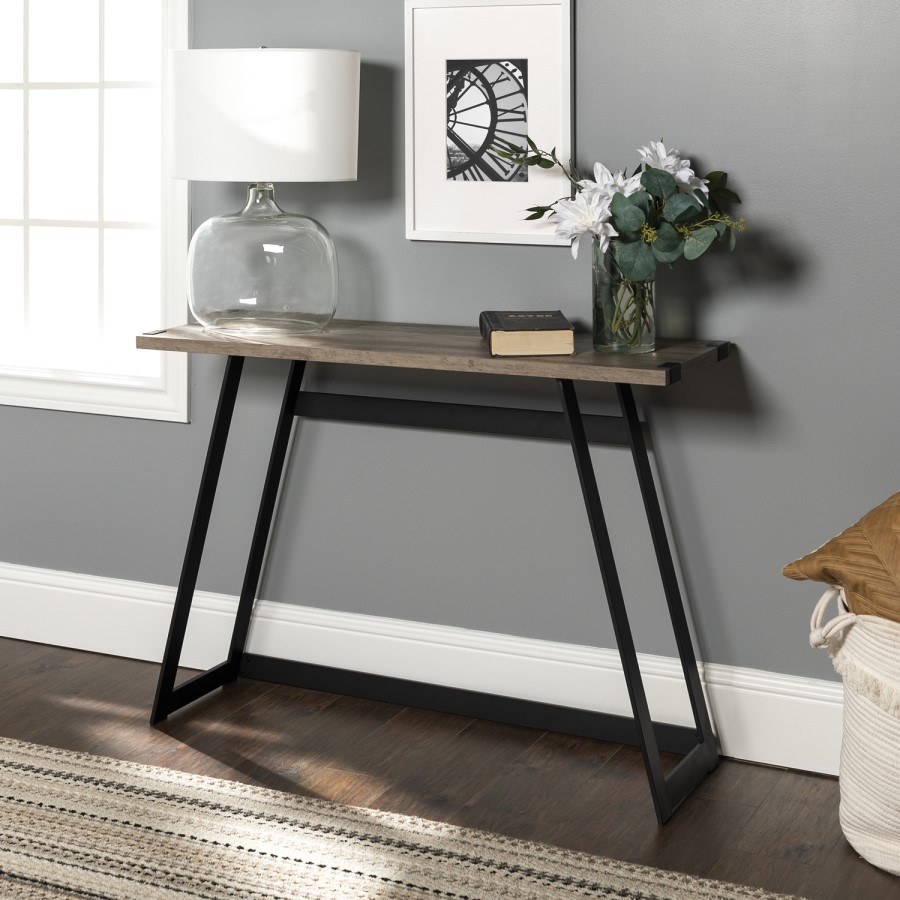 Foster Grey Wooden Effect Console Table with Metal Base