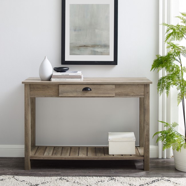 Foster Grey Wooden Effect Console Table with Drawer & Shelf