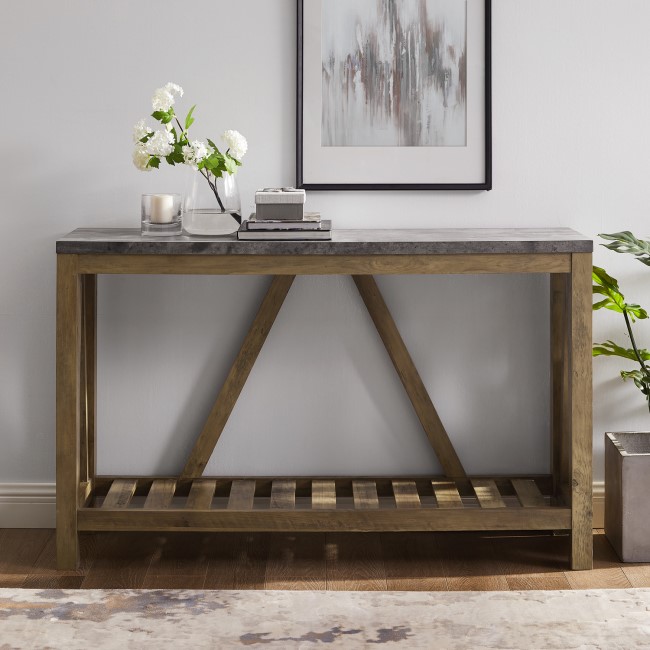 Foster Wooden Effect Console Table with Shelf - Furniture123