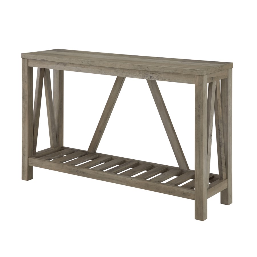 Rustic Console Table in Grey with Shelf - Foster