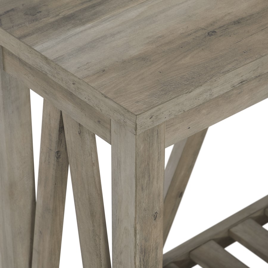Rustic Console Table in Grey with Shelf - Foster