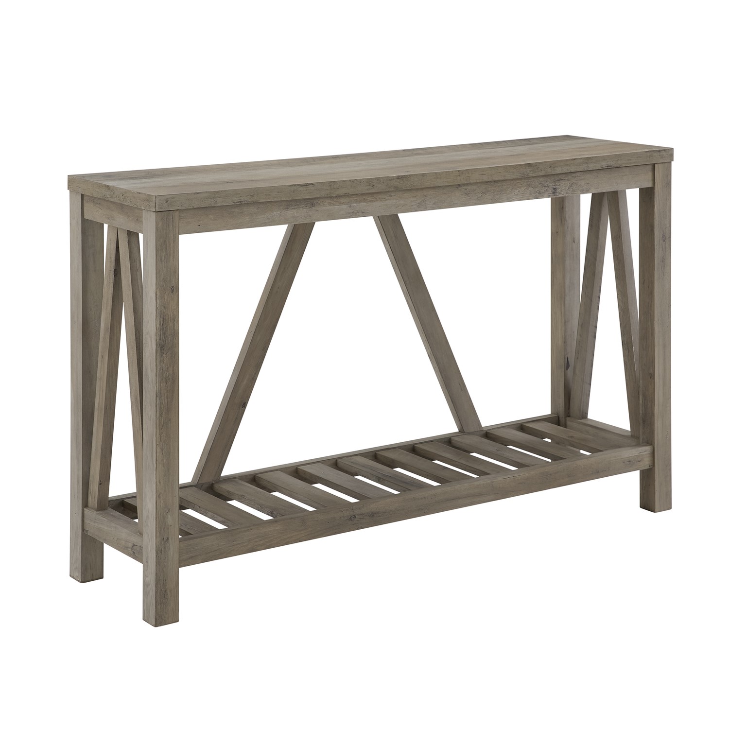 Rustic Console Table in Grey with Shelf - Foster - Furniture123