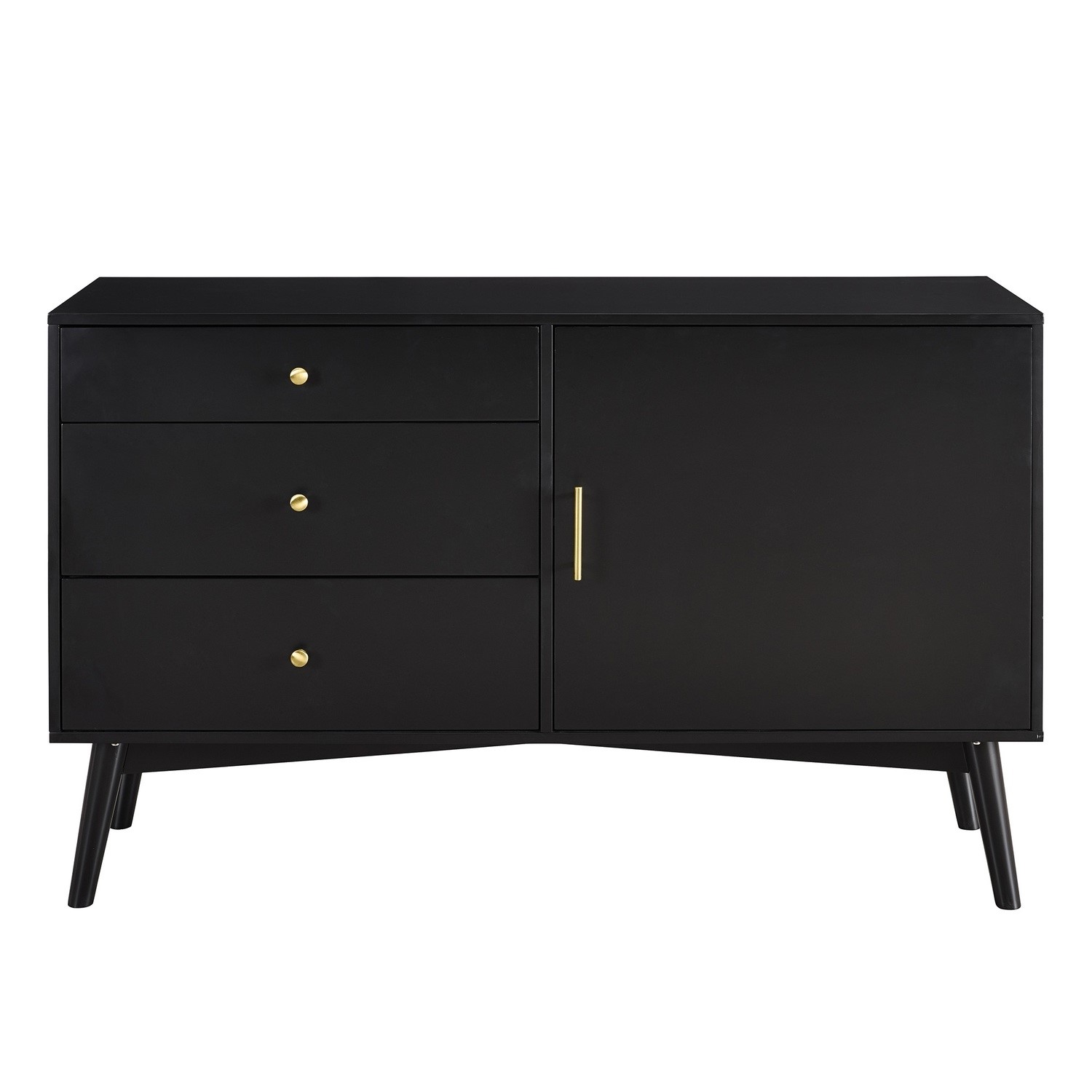 Foster Black Solid Wood Sideboard with Storage - Furniture123