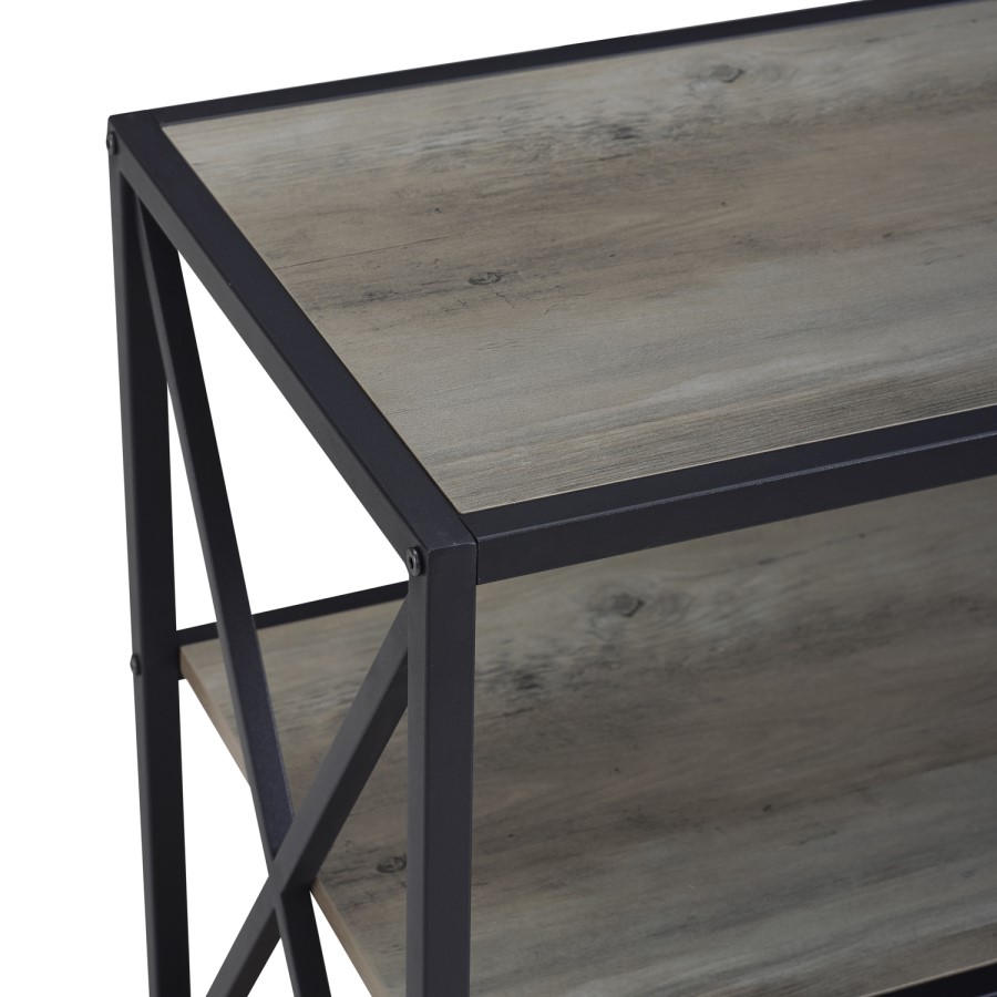 Grey Wooden Effect Bookcase with 3 Shelves - Foster