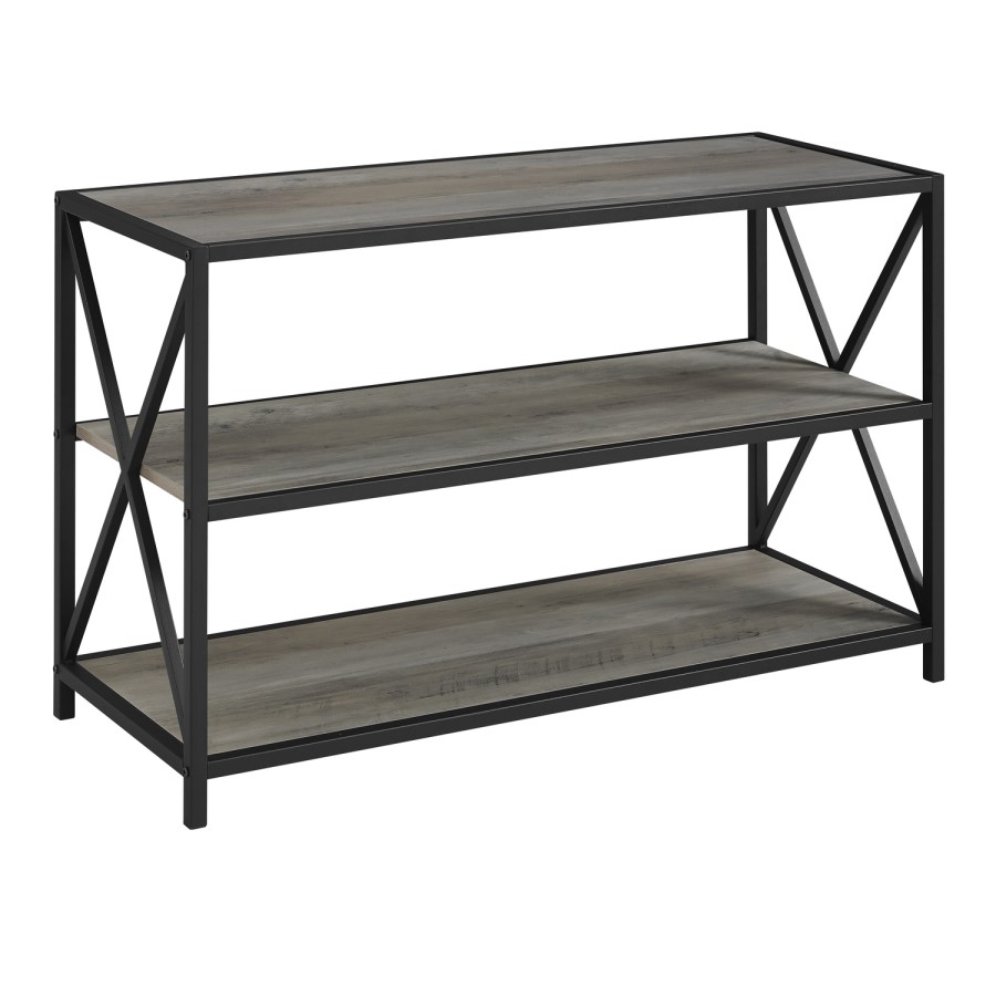 Grey Wooden Effect Bookcase with 3 Shelves - Foster
