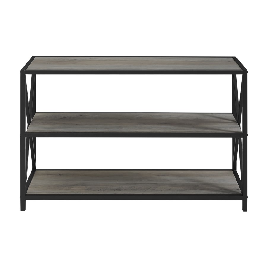 Grey Wooden Effect Bookcase with 3 Shelves - Foster