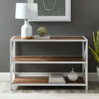 Foster Brown Wooden Effect TV Unit with White Metal Frame - TV's up to 40"