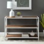 Foster Brown Wooden Effect TV Unit with White Metal Frame - TV's up to 40"