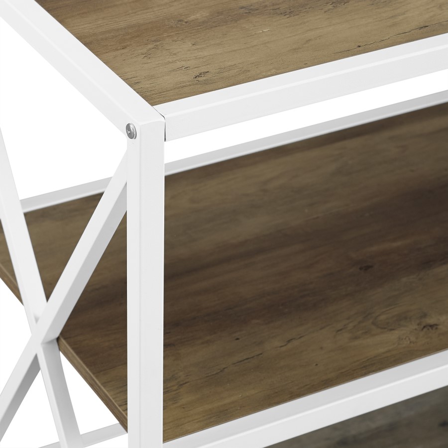 Foster Brown Wooden Effect TV Unit with White Metal Frame - TV's up to 40"