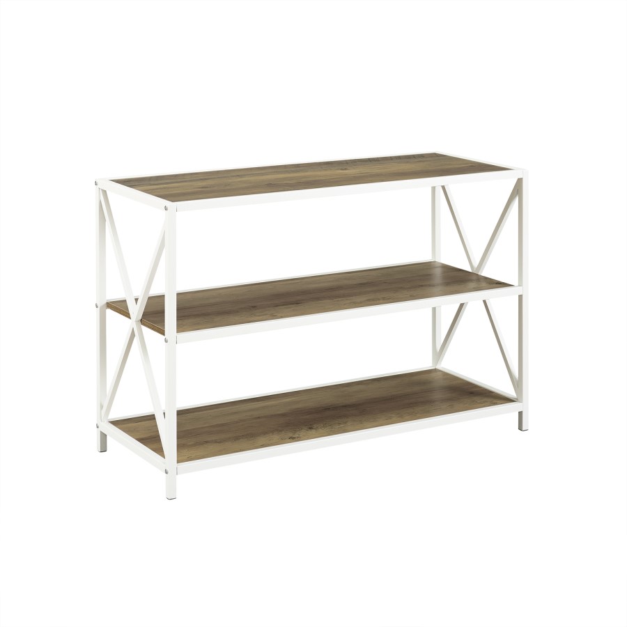 Foster Brown Wooden Effect TV Unit with White Metal Frame - TV's up to 40"