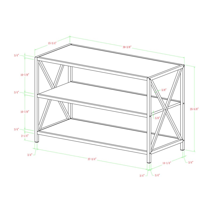 Foster Brown Wooden Effect TV Unit with White Metal Frame - TV's up to 40"