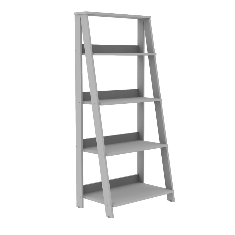 Grey Painted Wooden Effect Bookshelf with 4 Shelves - Foster