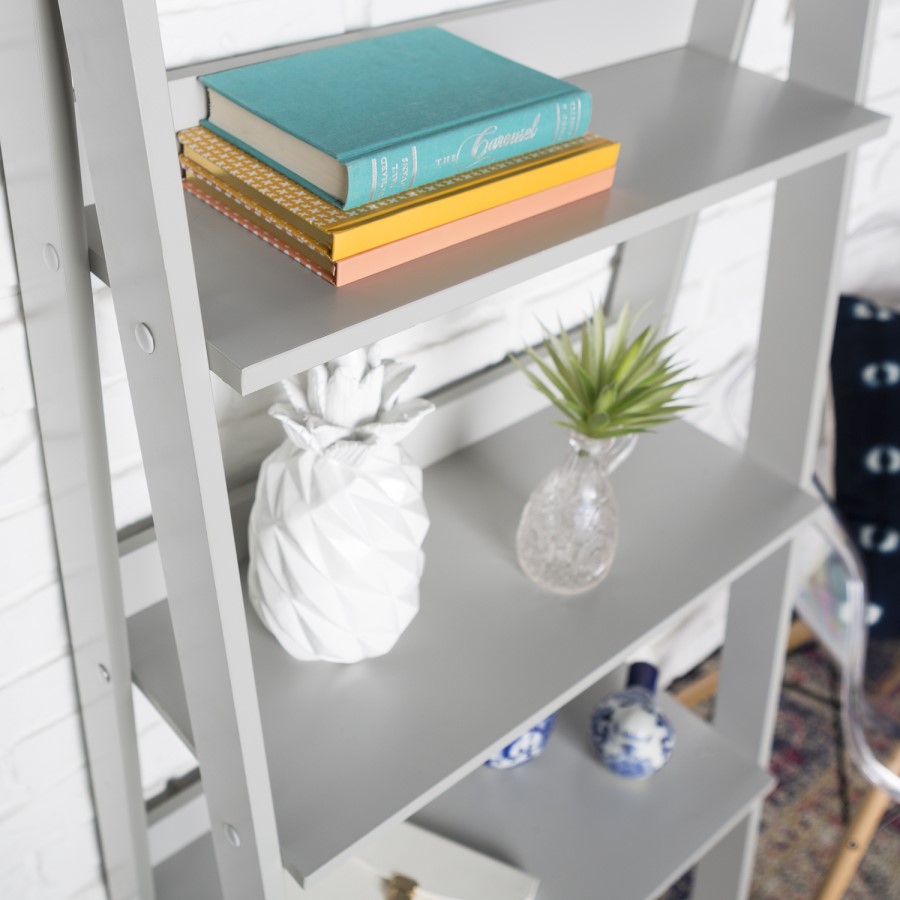 Grey Painted Wooden Effect Bookshelf with 4 Shelves - Foster