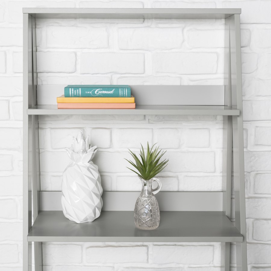 Grey Painted Wooden Effect Bookshelf with 4 Shelves - Foster