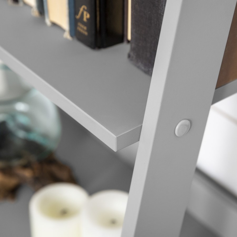 Grey Painted Wooden Effect Bookshelf with 4 Shelves - Foster