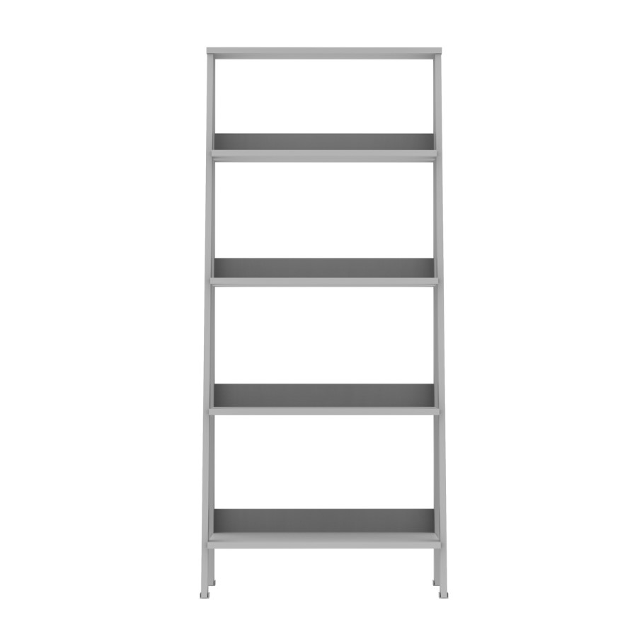 Grey Painted Wooden Effect Bookshelf with 4 Shelves - Foster