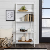 White Painted Wood Effect Bookcase with 4 Shelves - Foster