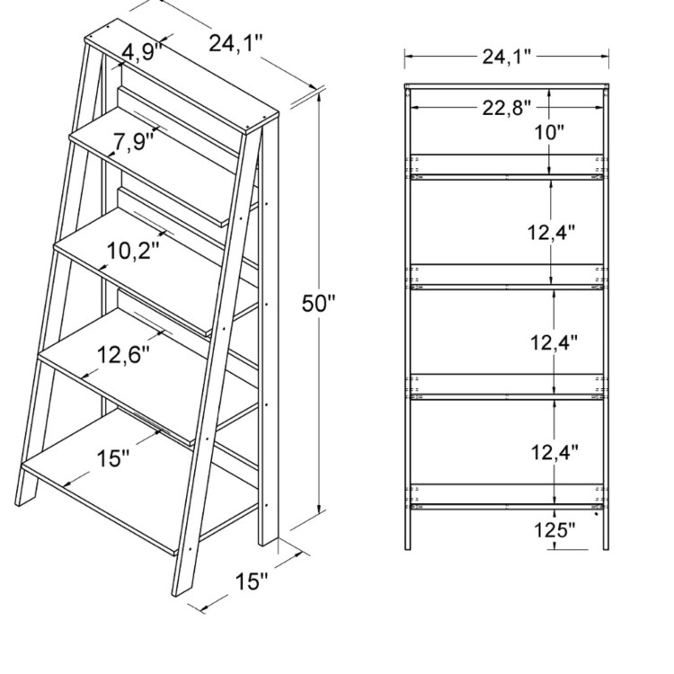 White Painted Wood Effect Bookcase with 4 Shelves - Foster