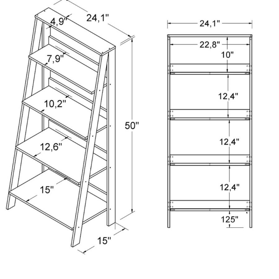 White Painted Wood Effect Bookcase with 4 Shelves - Foster