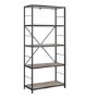 Grey Industrial Wooden Bookcase with Cross Metal Rack - Foster