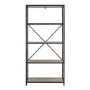 Grey Industrial Wooden Bookcase with Cross Metal Rack - Foster