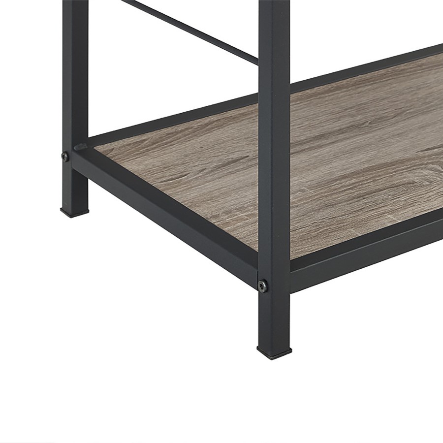 Grey Industrial Wooden Bookcase with Cross Metal Rack - Foster