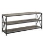 Low Grey Wood Effect and Metal Open Bookcase - Foster