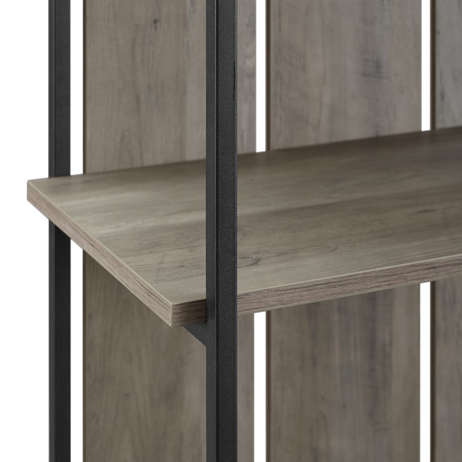 Rustic Wooden Effect Bookshelf with Metal Frame - Foster