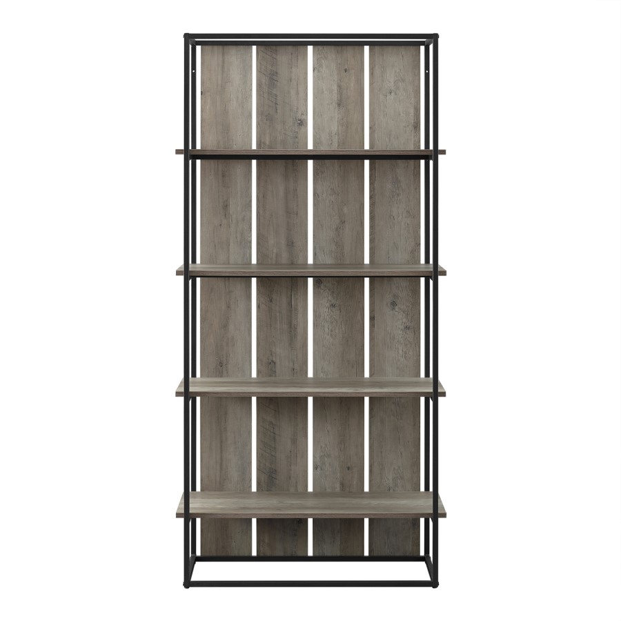 Rustic Wooden Effect Bookshelf with Metal Frame - Foster