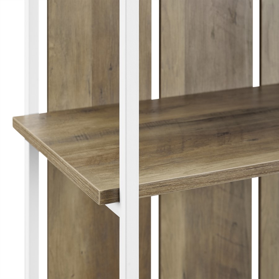 Oak Effect Booskcase with White Metal Frame - Foster