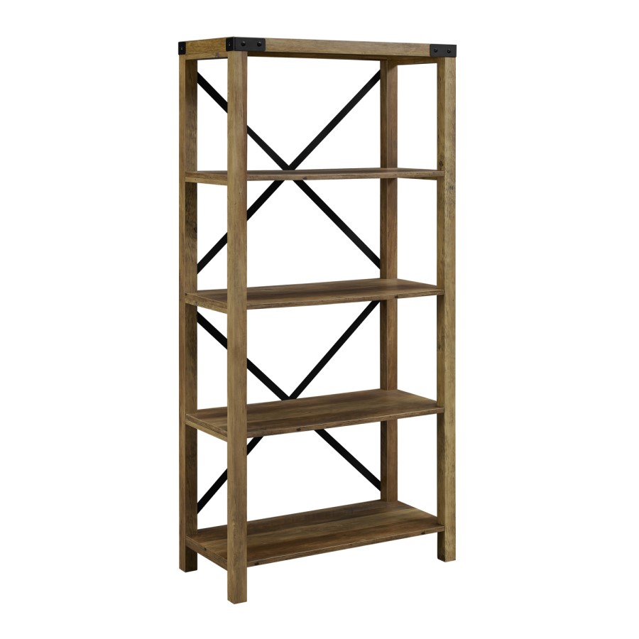 Brown Wooden Effect Bookcase with 4 Shelves - Foster