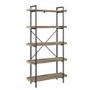 Wooden Effect Bookcase with 5 Shelves & Metal Frame - Foster