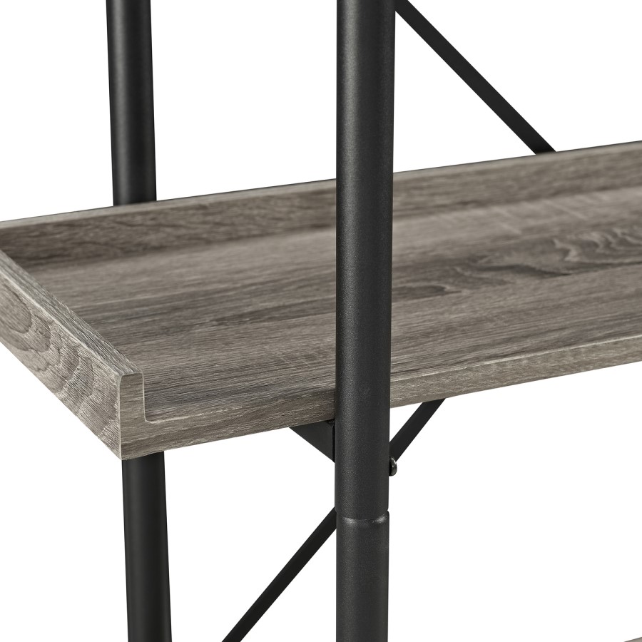 Wooden Effect Bookcase with 5 Shelves & Metal Frame - Foster