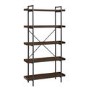 Foster Brown Wooden Effect Bookcase with Metal Cross Back - 5 Shelves