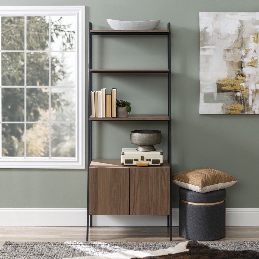 Foster Brown Wood Effect Bookcase with Lower Cupboard