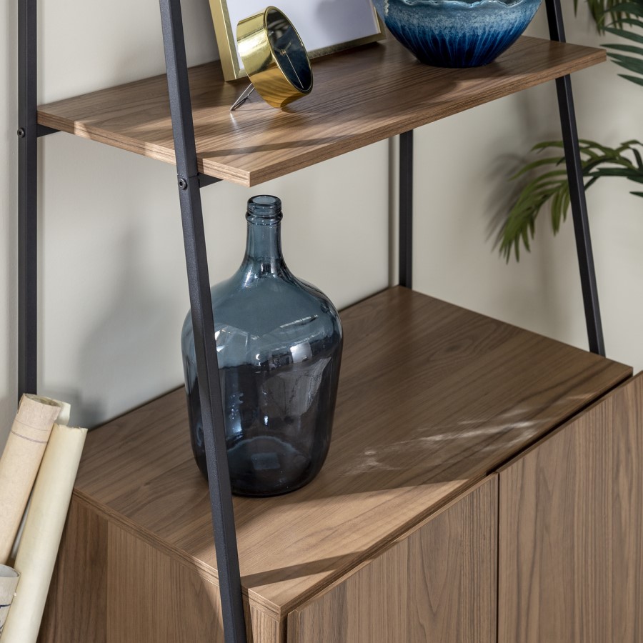 Foster Brown Wood Effect Bookcase with Lower Cupboard