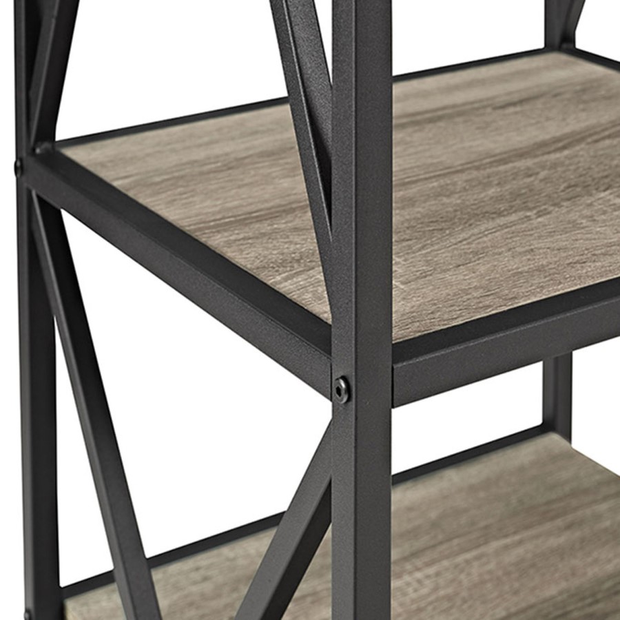 Light Wood Effect Bookcase with Metal Frame - Foster