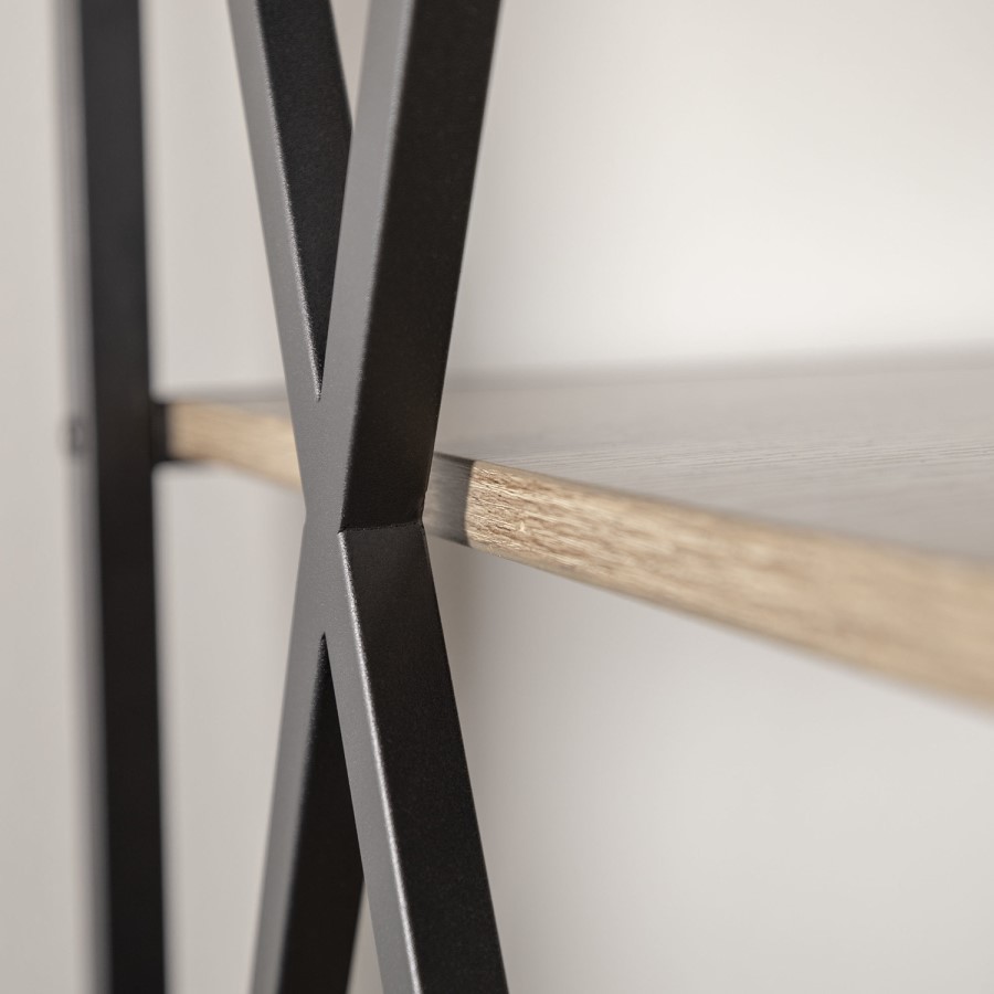 Light Wood Effect Bookcase with Metal Frame - Foster