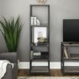 Grey Wood Effect Bookcase with Metal Frame - Foster