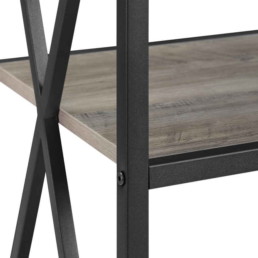 Grey Wood Effect Bookcase with Metal Frame - Foster