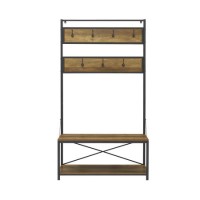 Brown Wood Effect Coat Rack with Storage - Foster