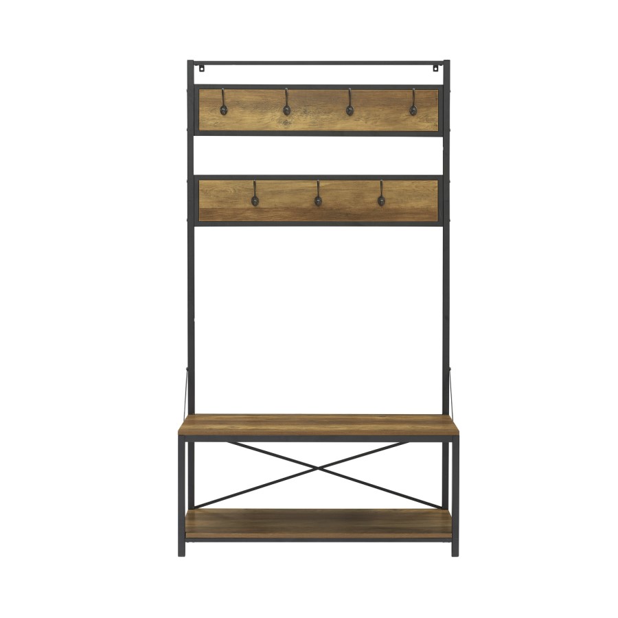 Brown Wood Effect Coat Rack with Storage - Foster