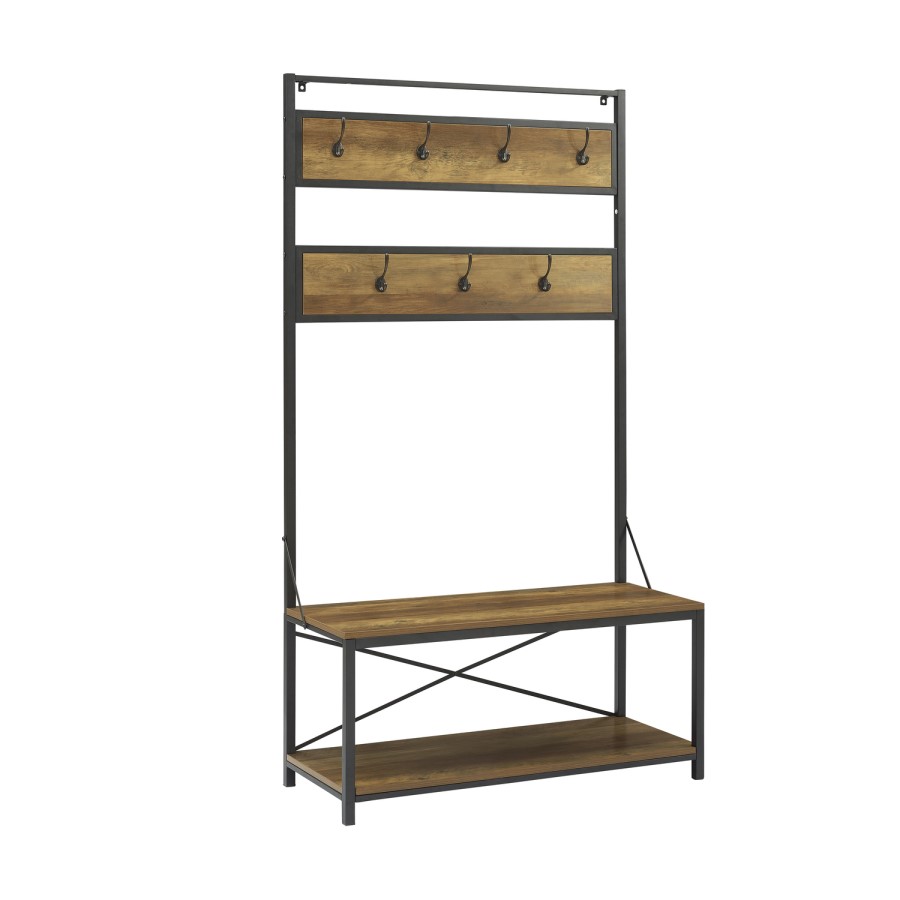Brown Wood Effect Coat Rack with Storage - Foster